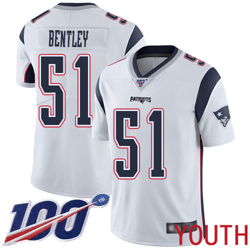 New England Patriots Football 51 100th Season Limited White Youth Ja Whaun Bentley Road NFL Jersey